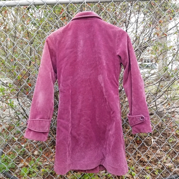Long collar plum button up corduroy jacket S - Picture 4 of 9